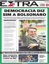 Capa do jornal Extra 29/10/2018