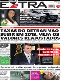 Capa do jornal Extra 29/12/2018