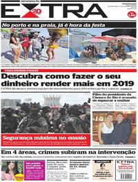 Capa do jornal Extra 31/12/2018