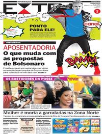Capa do jornal Extra 06/01/2019