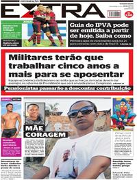 Capa do jornal Extra 11/01/2019