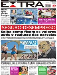 Capa do jornal Extra 15/01/2019