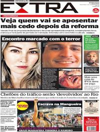 Capa do jornal Extra 19/02/2019