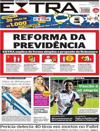 Capa do jornal Extra 21/02/2019