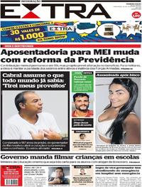 Capa do jornal Extra 26/02/2019