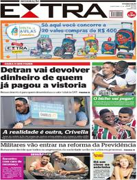 Capa do jornal Extra 31/01/2019