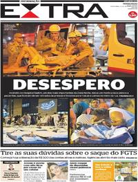 Capa do jornal Extra 13/09/2019