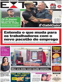 Capa do jornal Extra 13/11/2019