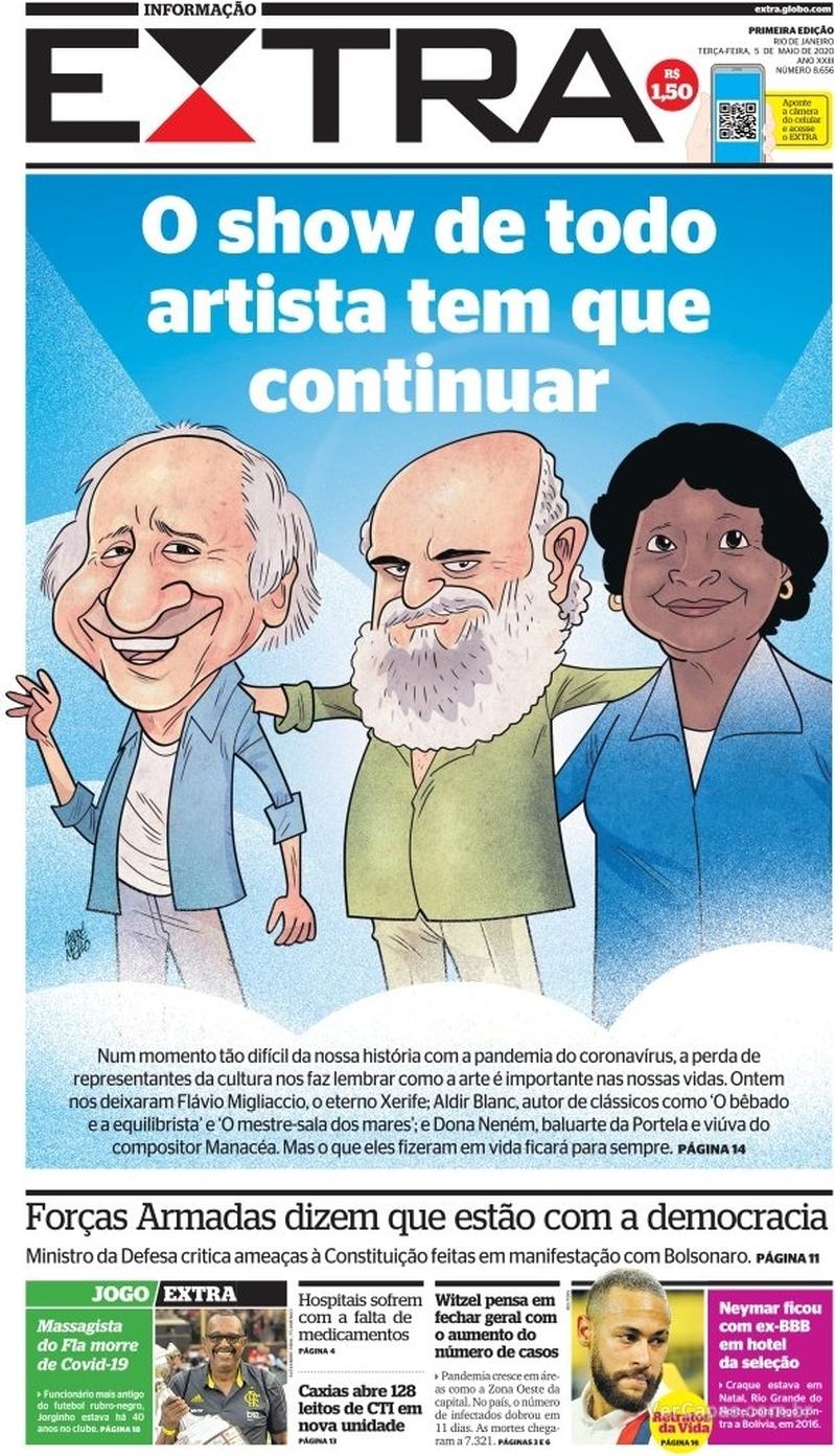 Capa do jornal Extra 05/05/2020