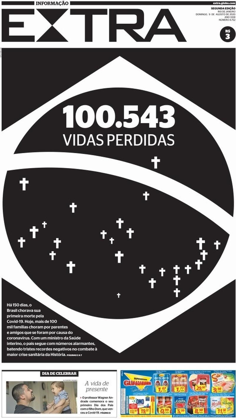 Capa do jornal Extra 09/08/2020
