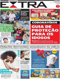 Capa do jornal Extra 08/03/2020
