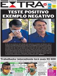Capa do jornal Extra 08/07/2020