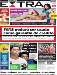 Capa do jornal Extra 09/03/2020