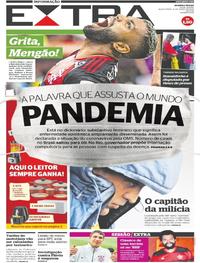 Capa do jornal Extra 12/03/2020