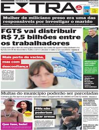 Capa do jornal Extra 12/08/2020