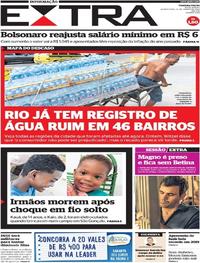 Capa do jornal Extra 15/01/2020