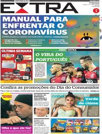 Capa do jornal Extra 15/03/2020