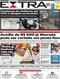 Capa do jornal Extra 15/06/2020