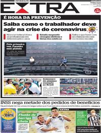 Capa do jornal Extra 16/03/2020