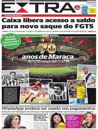 Capa do jornal Extra 16/06/2020