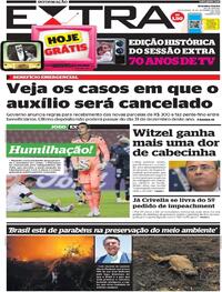 Capa do jornal Extra 18/09/2020