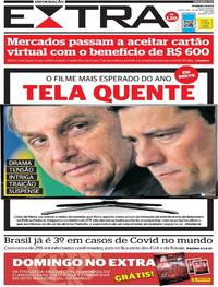 Capa do jornal Extra 19/05/2020
