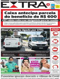 Capa do jornal Extra 21/04/2020