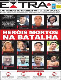 Capa do jornal Extra 22/04/2020