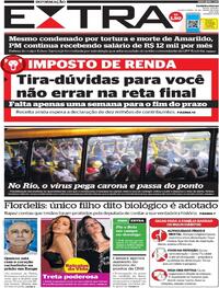 Capa do jornal Extra 24/06/2020