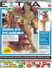 Capa do jornal Extra 25/02/2020