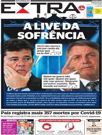 Capa do jornal Extra 25/04/2020