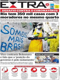 Capa do jornal Extra 26/03/2020