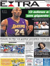 Capa do jornal Extra 27/01/2020