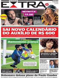 Capa do jornal Extra 27/08/2020