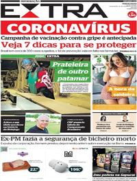 Capa do jornal Extra 28/02/2020
