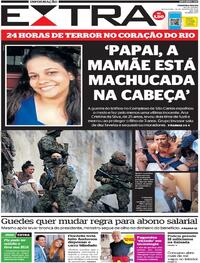 Capa do jornal Extra 28/08/2020