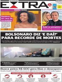 Capa do jornal Extra 29/04/2020