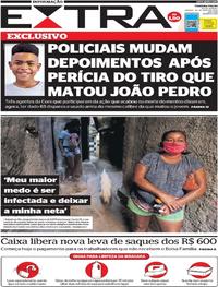 Capa do jornal Extra 30/05/2020