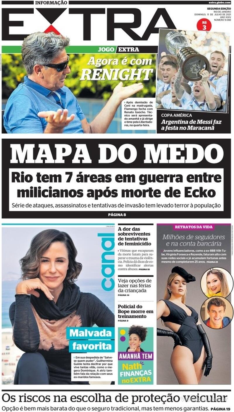 Capa do Jornal Extra de hoje - 11/09/2021 : r/brasil