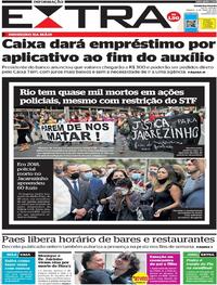Capa do jornal Extra 08/05/2021