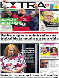 Capa do jornal Extra 12/08/2021