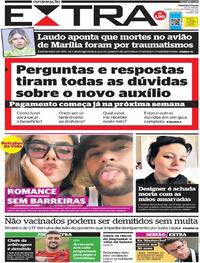 Capa do jornal Extra 13/11/2021