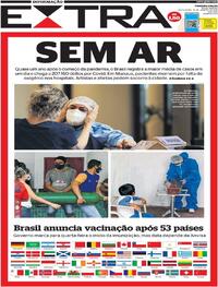 Capa do jornal Extra 15/01/2021