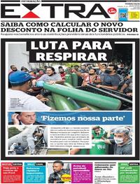 Capa do jornal Extra 16/01/2021