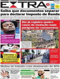 Capa do jornal Extra 17/02/2021