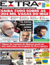 Capa do jornal Extra 19/02/2021
