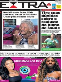Capa do jornal Extra 20/01/2021