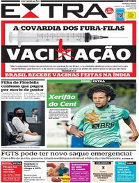 Capa do jornal Extra 23/01/2021