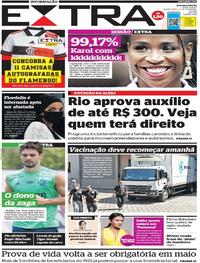 Capa do jornal Extra 24/02/2021