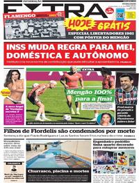 Capa do jornal Extra 25/11/2021